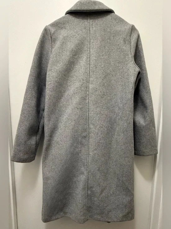 ZARA Light Gray Long Notch-Lapel Trench Coat - Size US Small - Picture 2 of 12